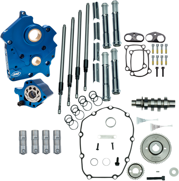 S&S Cycle Cam Chest Kit With Plate - Gear Drive - Oil Cooled - 475 Cam - Chrome Pushrods -M8 310-1006A