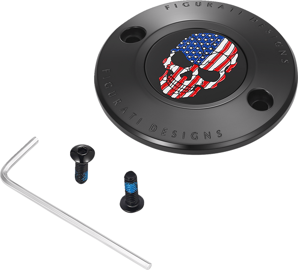 Figurati Designs Timing Cover - 2 Hole - Skull - Black Fd25-Tc-2H-Blk