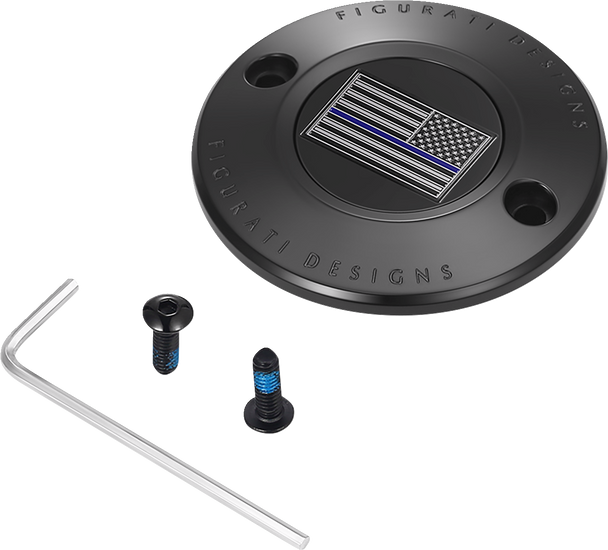 Figurati Designs Timing Cover - 2 Hole - Blue Line American Flag - Black Fd71-Tc-2H-Blk Figurati Designs Timing Cover - 2 Hole - Blue Line American Flag - Black Fd71-Tc-2H-Blk