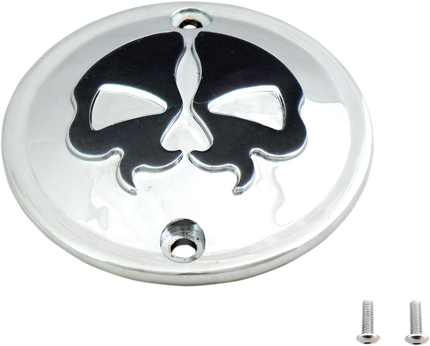 Drag Specialties Points Cover - Chrome - Black Skull - 2 Hole - Sportster