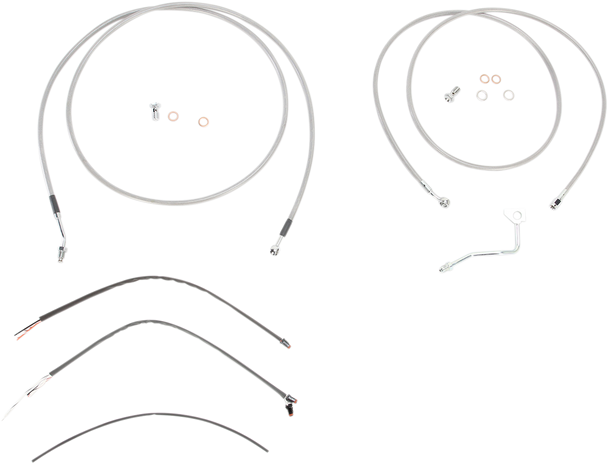 Burly Brand Complete Stainless Braided Handlebar Cable/Brake Line Kit - 13" Ape Hanger Handlebars B30-1119