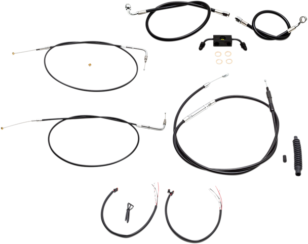 La Choppers Handlebar Cable/Brake Line Kit - Complete - 15" - 17" Handlebars - Black Vinyl La-8321Kt2-16B