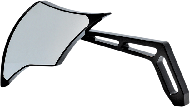 Pro-One Perf.Mfg. Mirror - Weekend Warrior - Side View - Cut-Out/Flame Head - Oblong - Black - Left 102300Ab
