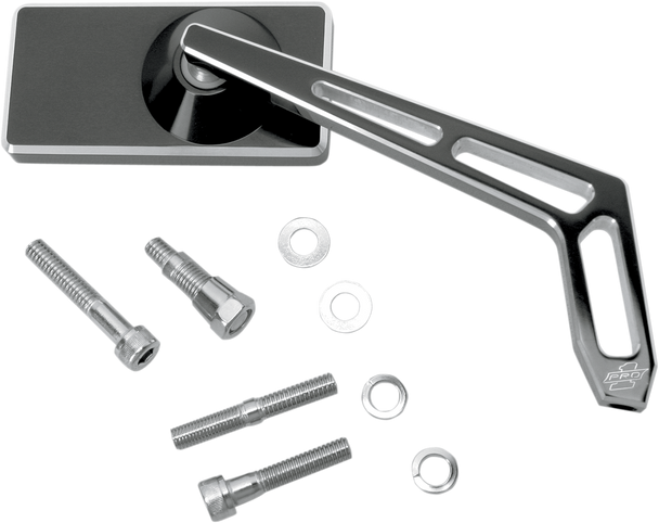 Pro-One Perf.Mfg. Mirror - Weekend Warrior - Side View - 2 Tone/Cut-Out - Rectangle - Black - Right 102470B