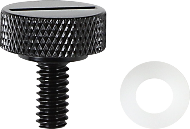 Drag Specialties Seat Knob - Slotted - Black - 1/4"-20