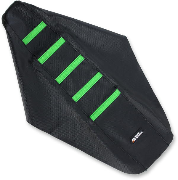 Moose Racing Ribbed Seat Cover - Black Cover/Green Ribs - Kawasaki Kxf25017