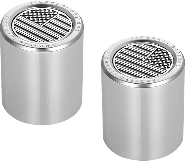 Figurati Designs Docking Hardware Covers - American Flag - Short - Contrast Cut - Stainless Steel Fd26-Dc-2530-Ss