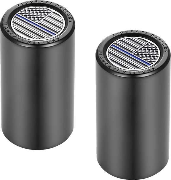 Figurati Designs Docking Hardware Covers - American Flag - Blue Line - Long - Black Fd71-Dc-2545-Bk