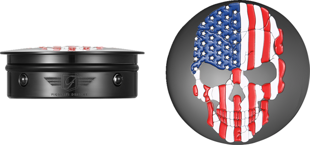 Figurati Designs Swing Arm Covers - Red/White/Blue Flag Skull - Custom - Black Fd25-Afskull-Bk