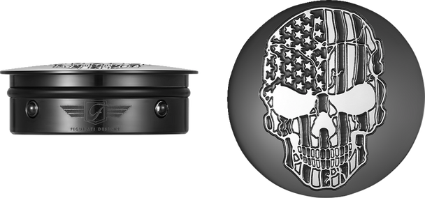 Figurati Designs Swing Arm Covers - Contrast Cut - American Flag Skull - Custom - Black Fd28-Bkskull-Cc