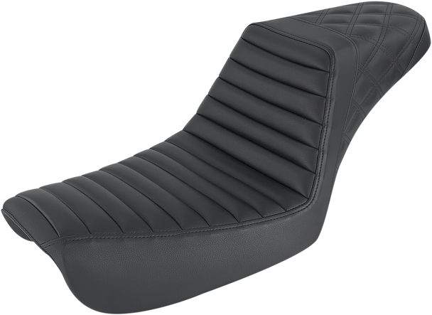 Saddlemen Step-Up Seat - Front Tuck-N-Roll/Rear Lattice Stitch - Black - Fxd 804-04-176