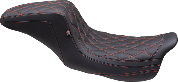 One Piece 2-Up Squareback Seat - Double Diamond - American Beauty Red/Orange Stitch - Fl '08-'24 75299Ab
