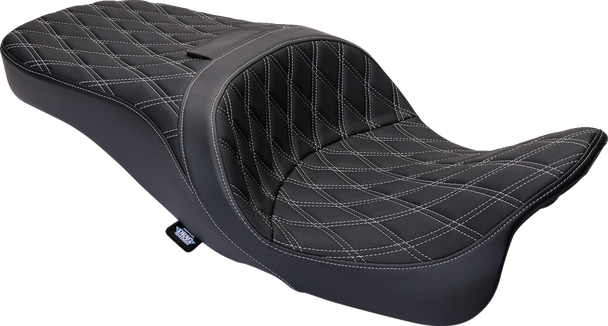Drag Specialties Freedom Seat - Vinyl - Double Diamond Silver Stitch - Flh '09-'23
