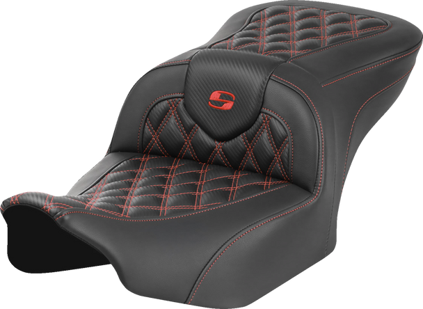Roadsofa Seat - Without Backrest - Carbon Fiber - Lattice Stitch - Red Stitch - Fltr/Flhx '23-'24 823-07-20604