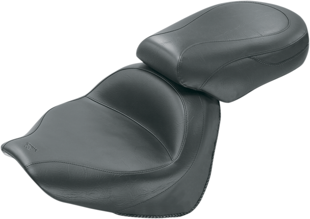 Mustang Seat - Vintage - Wide - Touring - Without Driver Backrest - Two-Piece - Smooth - Black 76563