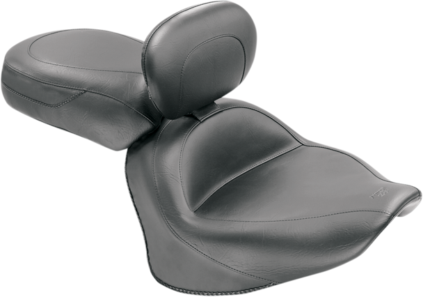 Mustang Seat - Vintage - Wide - Touring - With Driver Backrest - Two-Piece - Smooth - Black - Vstar 1300 79477