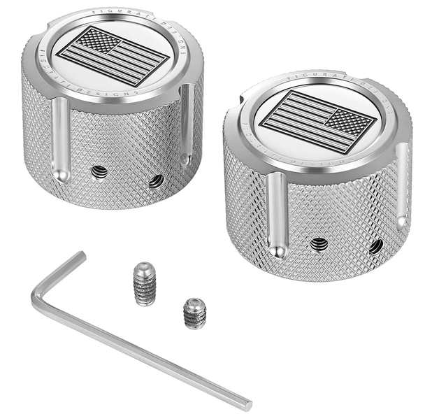 Figurati Designs Axle Nut Cover - Front - Stainless Steel - American Flag - Contrast Cut - Reversed - Silver Fd26R-Fac-Ss