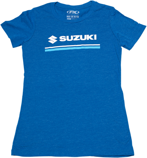 Factory Effex Women'S Suzuki Stripes T-Shirt - Heather Royal Blue - Medium 22-87432