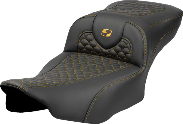 Saddlemen Roadsofa Extended Reach Seat - Dragon Scale Stitch - Gold Stitch - W/O Backrest - Fltr/Flhx '23-'24 823-07-20907