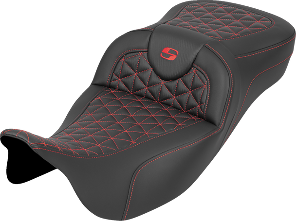 Saddlemen Seat Roadsofa Tri Gripper Ext Rch Red Stitch 808-07B-21104
