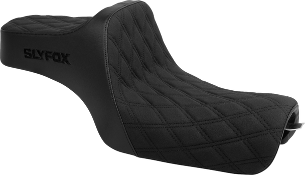 Slyfox Seat Highnoon 2Up Black Logo Dd Slip Stop Sportster 2004-22 4709C-Slyfox