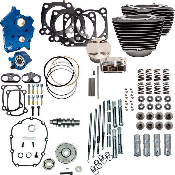 S&S Cycle Powerpak Oil Cool 4.25"Bore4.375"Strokem8 Blk W/O Highlight 310-1053C