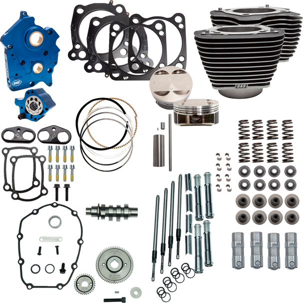 S&S Cycle Powerpak Watercool 4.25"Bore 4.5"Stroke M8 Blk W/Highlites 310-1102C