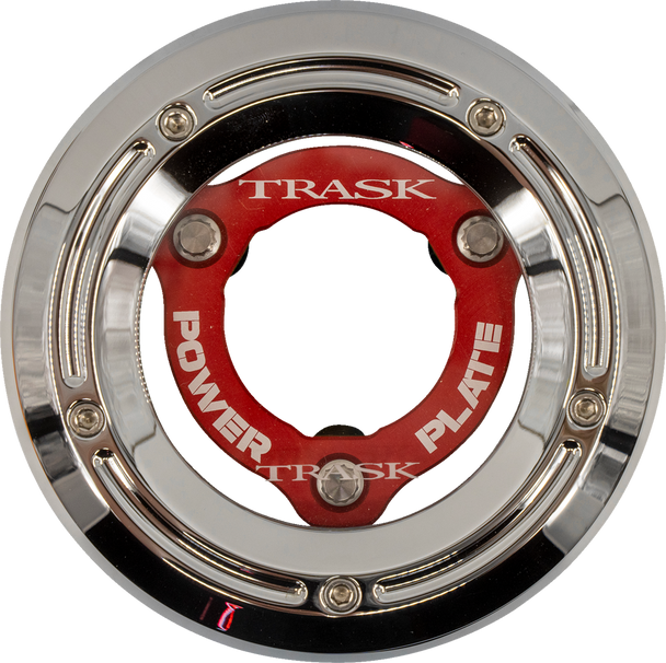 Trask Derby Cover And Power Plate Kit M8 Sftl Chrm/Red Tm-0052-Ch-Rd