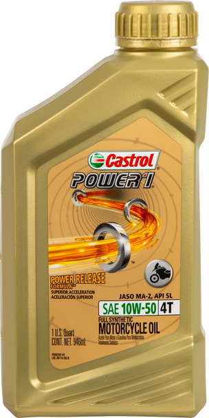 Castrol Power 1 Synthetic Oil 4T 10W50 1Qt 15D2C1