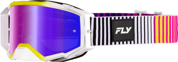Fly Racing Zone Elite Goggle Pnk/Yel/Pur W/ Iridescent Red Mir/Smk Lens 37-5517