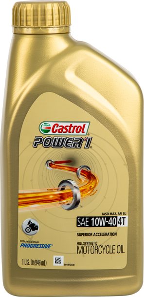 Castrol Power 1 Synthetic Oil 4T 10W40 1Qt 15D1C9