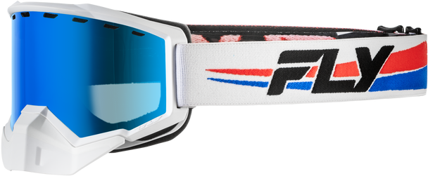 Fly Racing Focus Snow Goggle Whte/Red/Blu W/Dark Blue Mirror/Smoke Lens 37-50087