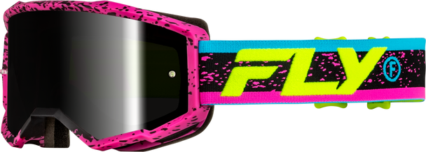 Fly Racing Yth Zone Goggle Pnk/Blk/Hi-Vis W/ Black Mirror/Smoke Lens 37-51528Y