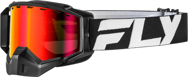 Fly Racing Zone Snow Goggle Blk/Whte W/Red Mirror/Amber Lens 37-50284