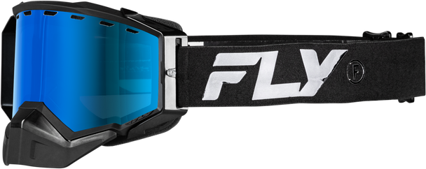Fly Racing Zone Snow Goggle Black/Black W/Sky Blue Mirror/Blue Lens 37-50280