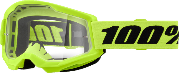 100% Strata 2 Junior Goggle Neon Yellow Clear Lens 50031-00010