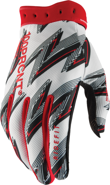 100% Ridefit Gloves White/Red Xl 10046-00024