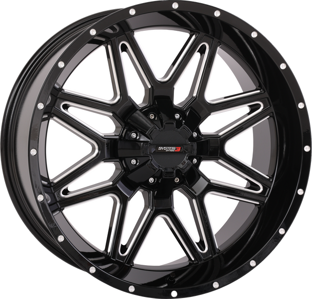 System 3 St7 Wheel 20X9 5+4 (0Mm) 4/137 & 4/156 Gloss Blk Milled 20S3-7435