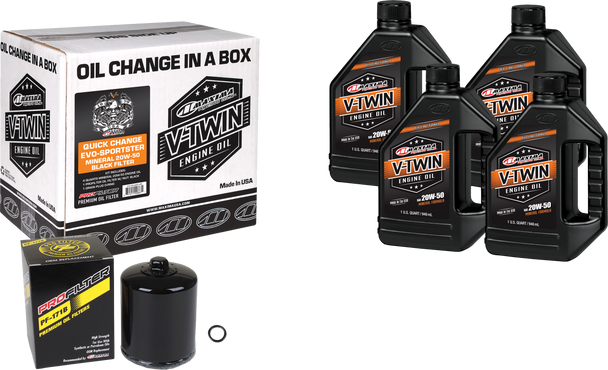Maxima V-Twin Quick Change Kit Evo Mineral Black Filer 90-069014Pb
