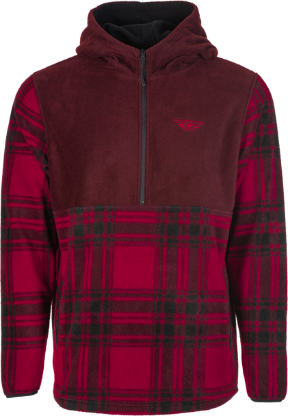 Fly Racing Fly Half Zip Pullover Hoodie Red Plaid Lg 354-0022L