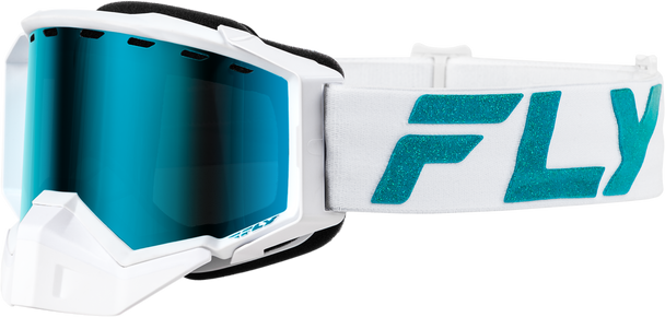 Fly Racing Zone Elite Snw Goggle Wht/Teal W/ Sky Blue/Polarized Smk Lens Flb-24Zp2