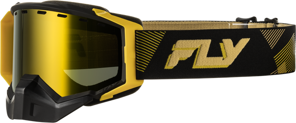 Fly Racing Zone Elite Sn Goggle Blk/Gold W/Gold Mir/Plrzd Yellow Lens 37-4110