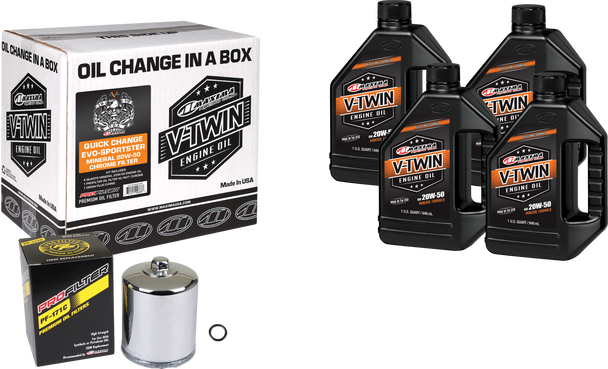 Maxima V-Twin Quick Change Kit Evo Mineral Chrome Filer 90-069014Pc