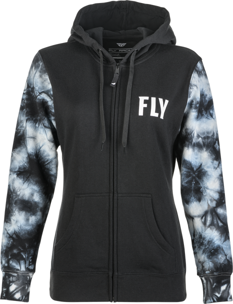 Fly Racing Women'S Fly Tie-Dye Zip Up Hoodie Black/Grey 2X 358-00702X