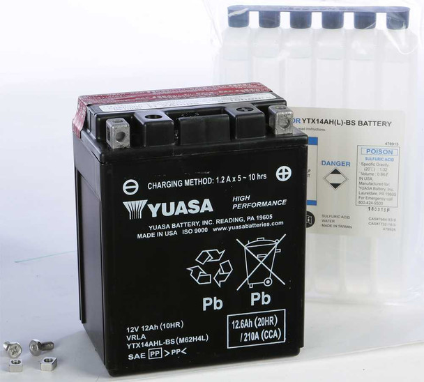 Yuasa Battery Ytx14Ahl-Bs Maintenance Free Yuam62H4L