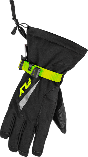 Fly Racing Title Gauntlet Gloves Black/Hi-Vis Lg 371-0605L