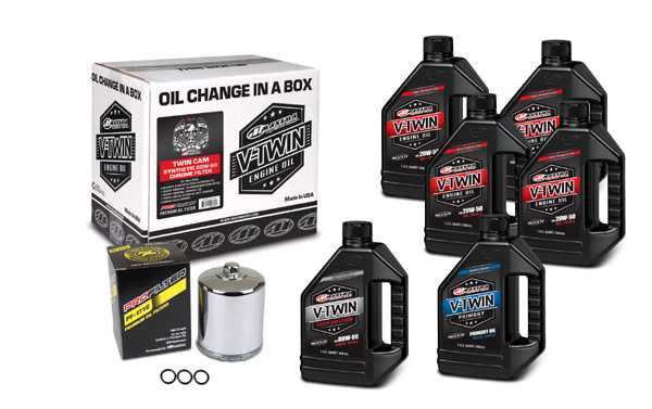 Maxima Lubricants V-Twin Oil Change Kit Synthetic W/ Chrome Filter Twin Cam 90-119016Pc