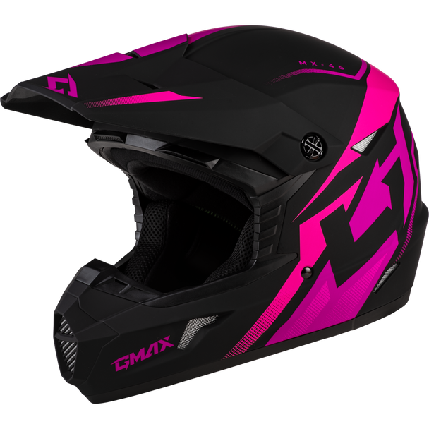 Gmax Mx-46 Compound Helmet Matte Black/Pink Lg D3464346