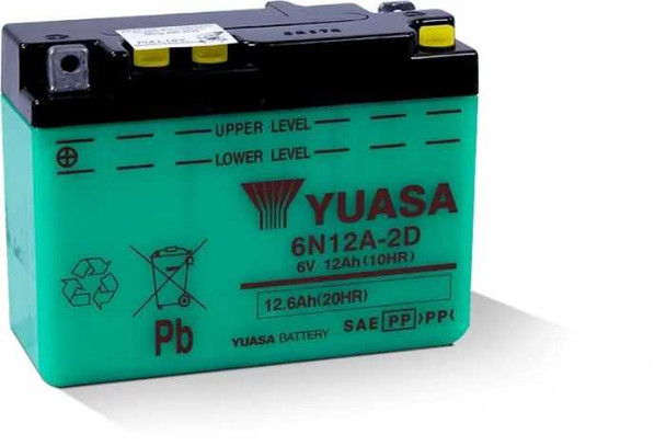 Yuasa Battery Conventional 6N12A-2D 6 Volt Battery Yuam2612D