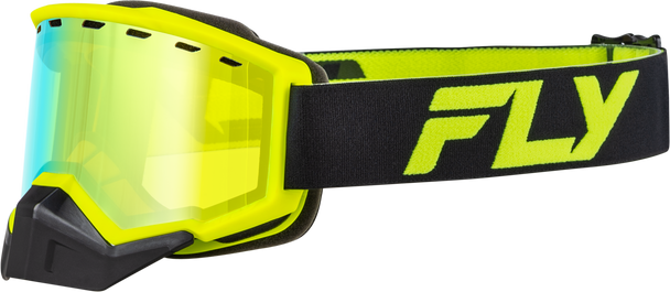 Fly Racing Focus Snow Goggle Black/Hi-Vis W/ Gold Mirror/Yellow Lens Flb-24F8